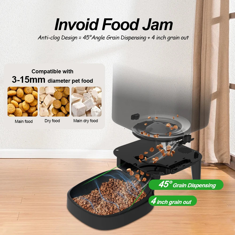 Furpipi Automatic Cat Feeder with LCD Display – Timed Dry Food Dispenser, Dual Power, Button Version, for Cats & Small Dogs