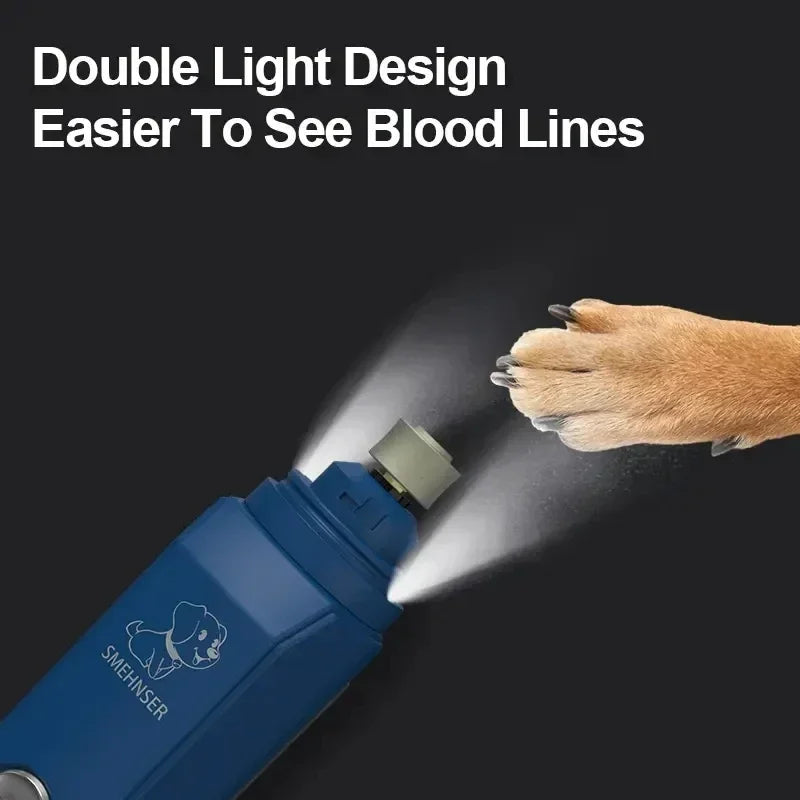 Quiet Electric Dog & Cat Nail Grinder with LED Light – Rechargeable Pet Nail Trimmer for Painless Grooming**