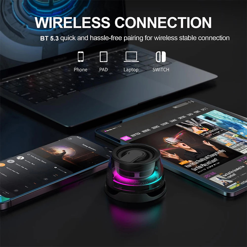 Magnetic Portable Bluetooth Speaker with LED Light & Phone Holder – HiFi Stereo Soundbar, Wireless Loudspeaker