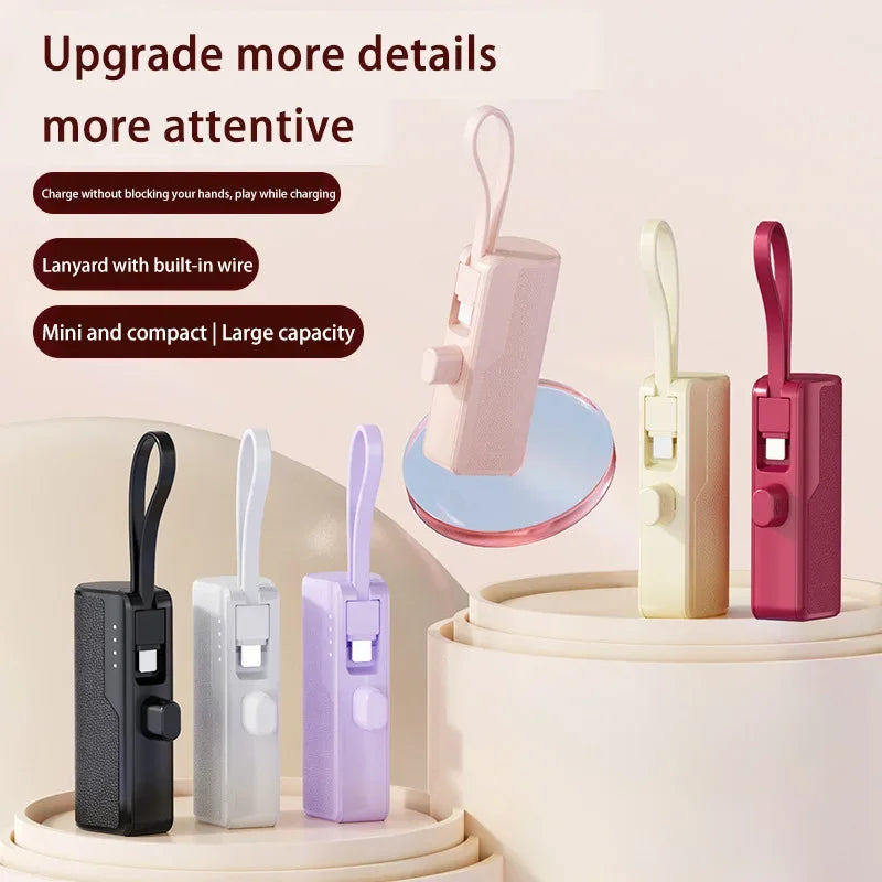 Xiaomi 50000mAh Mini Capsule Power Bank – Fast Charging with Built-in Lanyard, Type-C & Lightning Output