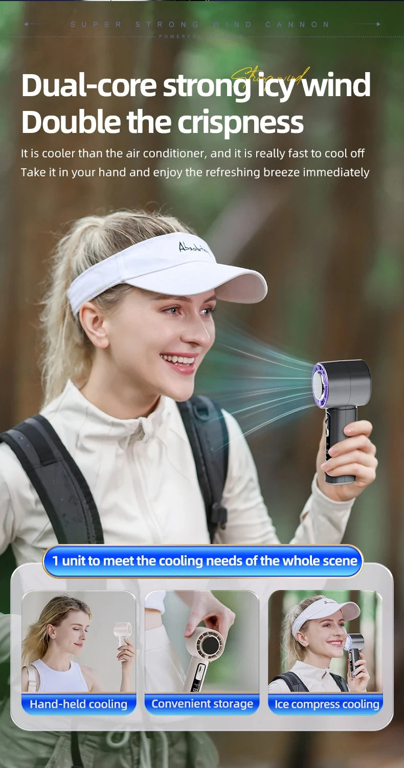 High-Speed Semiconductor Refrigeration Handheld Fan – 4000mAh USB Rechargeable Portable Outdoor Mini Fan
