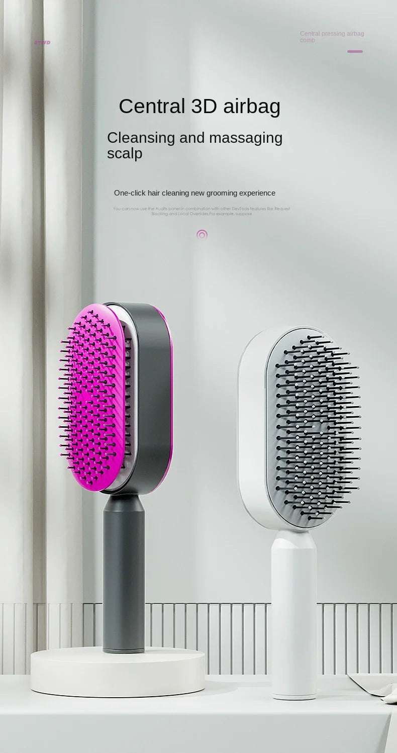 Self Cleaning Hair Brush for Women – One-Key Hair Loss Prevention & Scalp Massage Comb