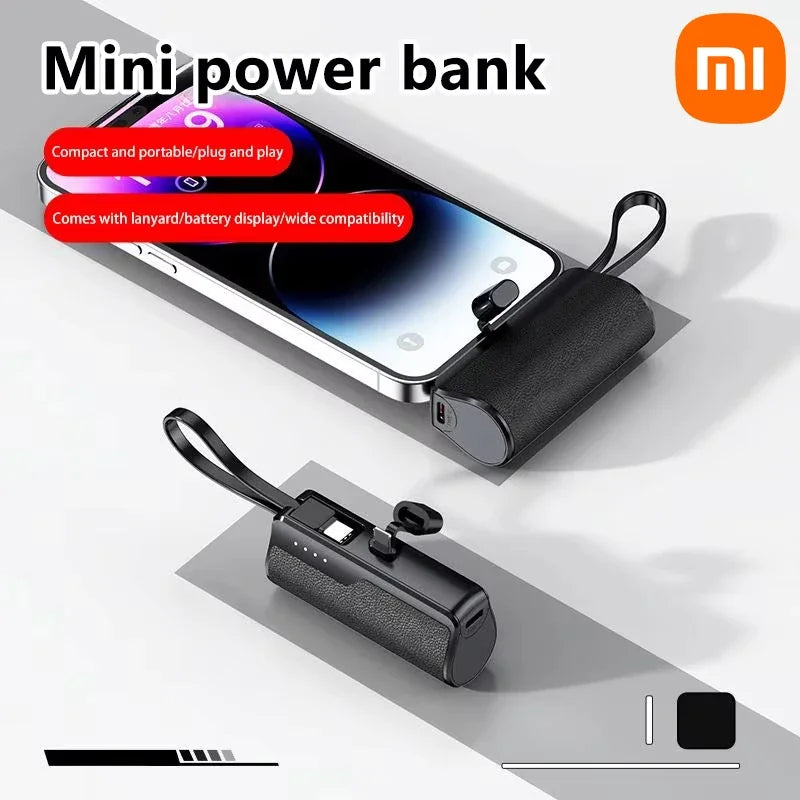Xiaomi 50000mAh Mini Capsule Power Bank – Fast Charging with Built-in Lanyard, Type-C & Lightning Output