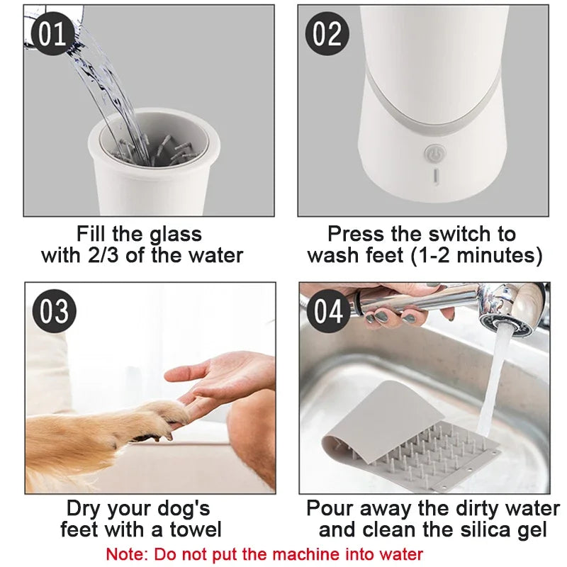 Automatic Electric Pet Foot Washer for Dogs & Cats – USB Rechargeable Low Noise Paw Cleaner for Home Use