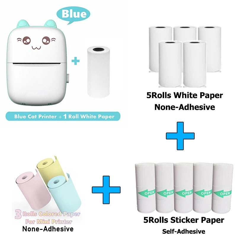 Mini Photo Pocket Printer – Portable Ink-Free Thermal 57mm Sticker Printer, Wireless Bluetooth 200dpi for Android & iOS