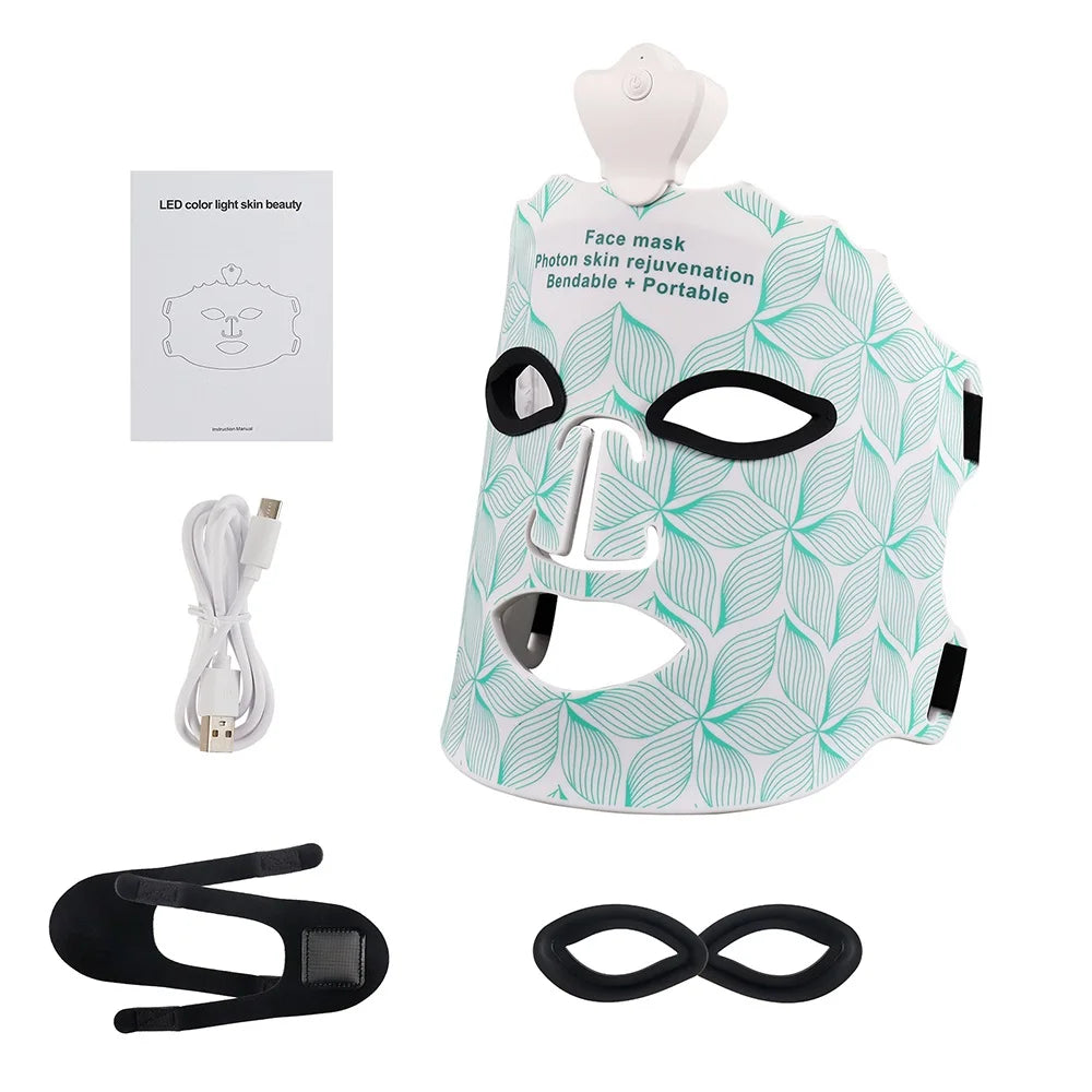7-Color LED Silicone Face Mask – Wireless Photon Light Therapy for Skin Rejuvenation & Brightening