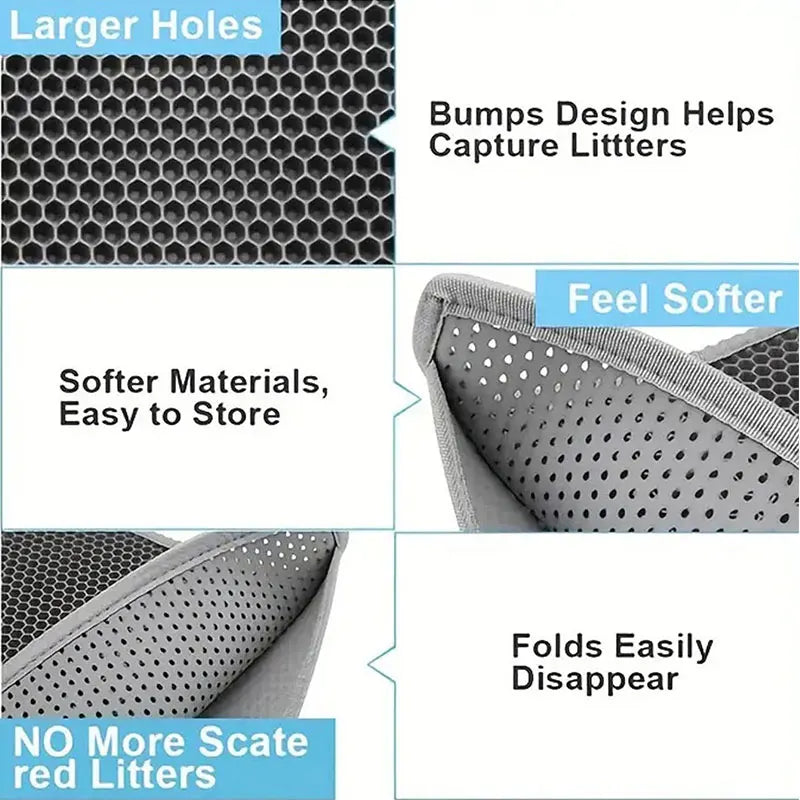 Waterproof Double-Layer Cat Litter Mat – Trapping Clean Pad for Litter Box | EVA Pet Mat for Cats