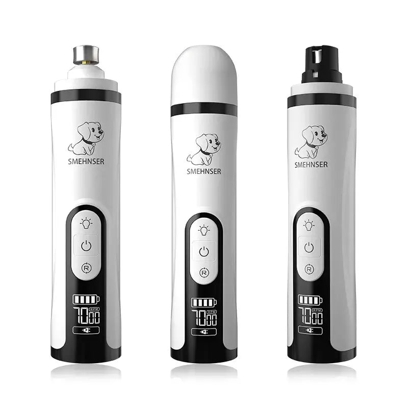 Electric Pet Nail Grinder with LED Light - USB Rechargeable Nail Clippers & Grooming Trimmer for Cats and Dogs