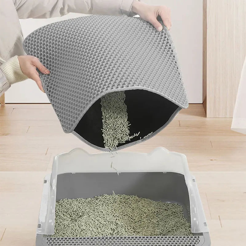 Waterproof Double-Layer Cat Litter Mat – Trapping Clean Pad for Litter Box | EVA Pet Mat for Cats