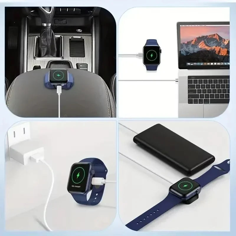 Portable Wireless Charger for Apple Watch - 2 in 1 Type-C & 8 Pin Fast Charging Dock - Compatible with Ultra 49mm & All Series