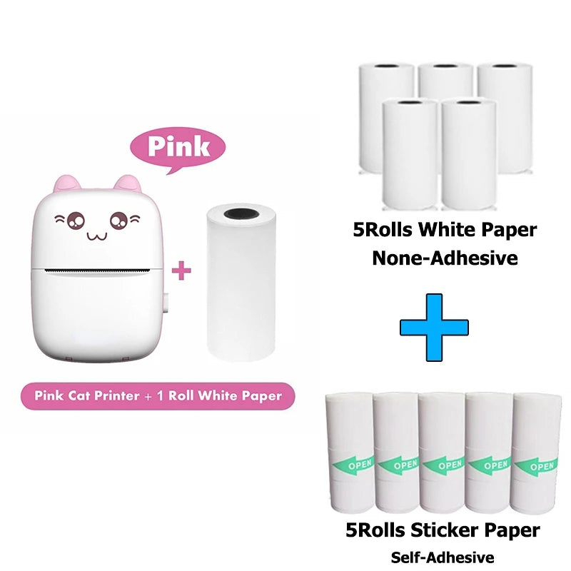 Mini Photo Pocket Printer – Portable Ink-Free Thermal 57mm Sticker Printer, Wireless Bluetooth 200dpi for Android & iOS