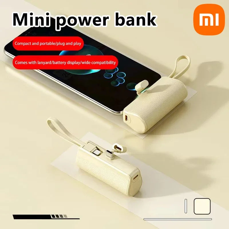 Xiaomi 50000mAh Mini Capsule Power Bank – Fast Charging with Built-in Lanyard, Type-C & Lightning Output