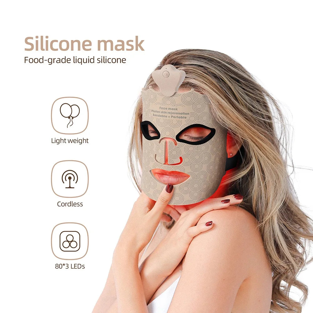 7-Color LED Silicone Face Mask – Wireless Photon Light Therapy for Skin Rejuvenation & Brightening