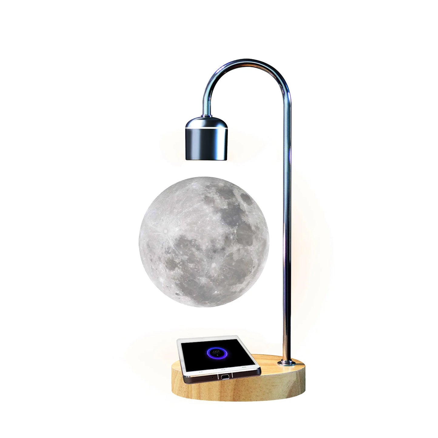 Magnetic Levitating Light Bulb – Wireless Floating LED Desk Lamp with Wood Base (Warm White)