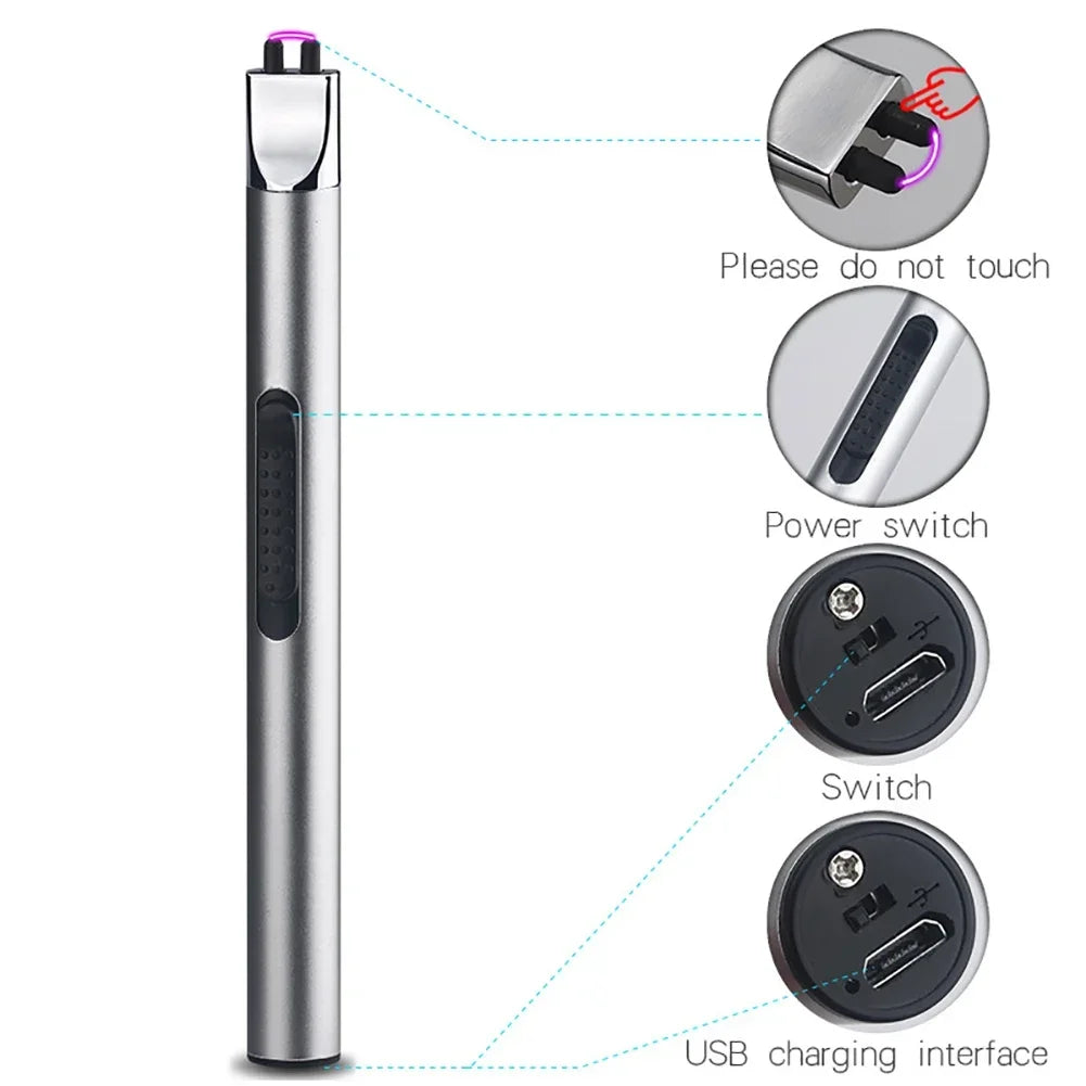 Mini USB Rechargeable Electric Pulse Flameless Arc Lighter – Windproof, Safe Candle & Gas Stove Ignition