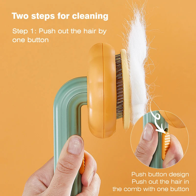 Pumpkin Pet Brush – Self-Cleaning Slicker Brush for Dogs & Cats, Removes Loose Undercoat & Tangles, Gentle Grooming Comb
