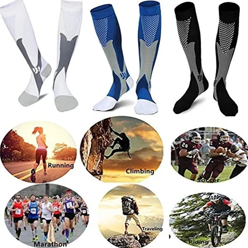 Unisex Compression Socks 20-30mmHg - Knee-High Anti-Fatigue & Pain Relief Socks for Running, Football & Sports