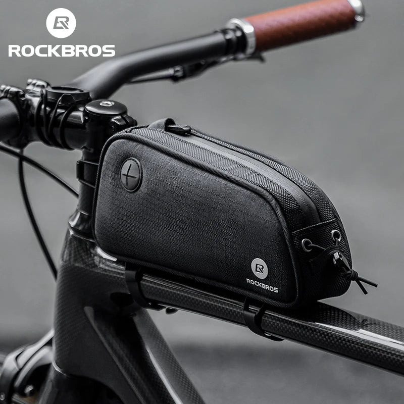 Waterproof Bicycle Frame Bag 1.3L - Portable Top Tube Cycling Pannier with Headphone Jack & Reflective Logo