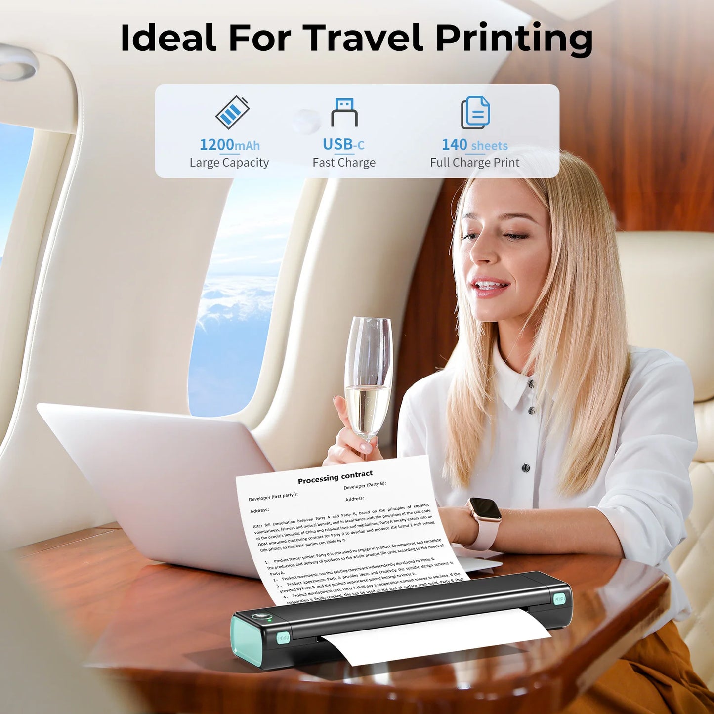 Phomemo 210mm A4 Thermal Photo Printer – Portable Bluetooth Mini Photo Printer with 1200mAh Battery