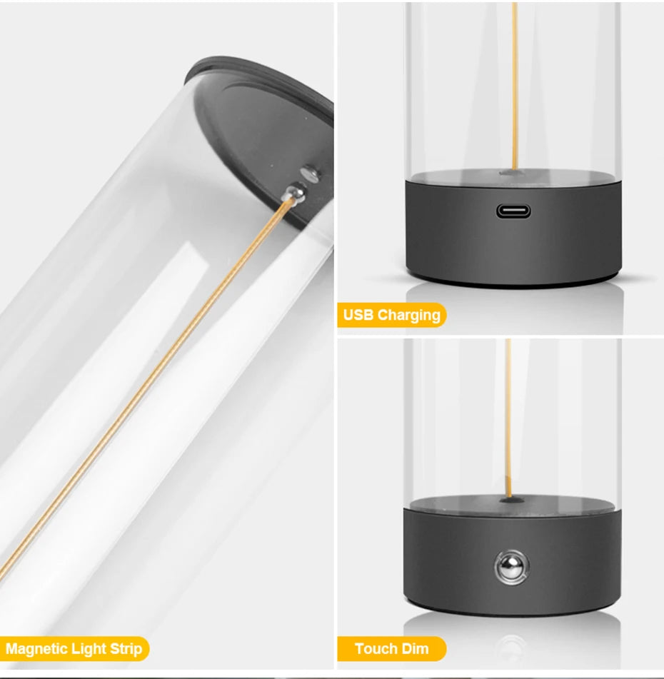 Minimalist Magnetic Touch-Control Desk Lamp – Cordless USB Rechargeable Night Light with 3 Ambient Colors