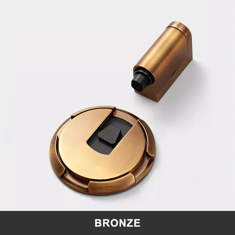 Non-Punch Automatic Floor Door Stopper – Zinc Alloy Windproof Door Stop, Gold/Black/Grey