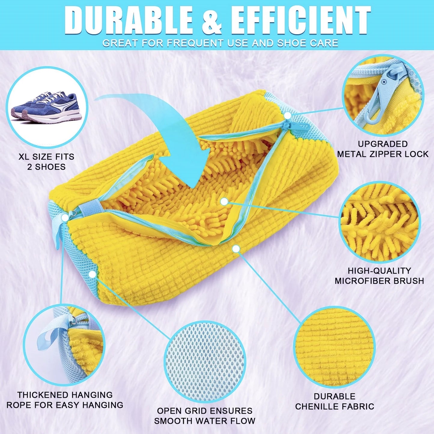Reusable Shoe Washing Bag for Washer & Dryer – Protective Laundry Bag for Sneakers, Tennis Shoes, and Slippers