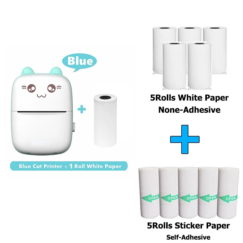 Mini Photo Pocket Printer – Portable Ink-Free Thermal 57mm Sticker Printer, Wireless Bluetooth 200dpi for Android & iOS