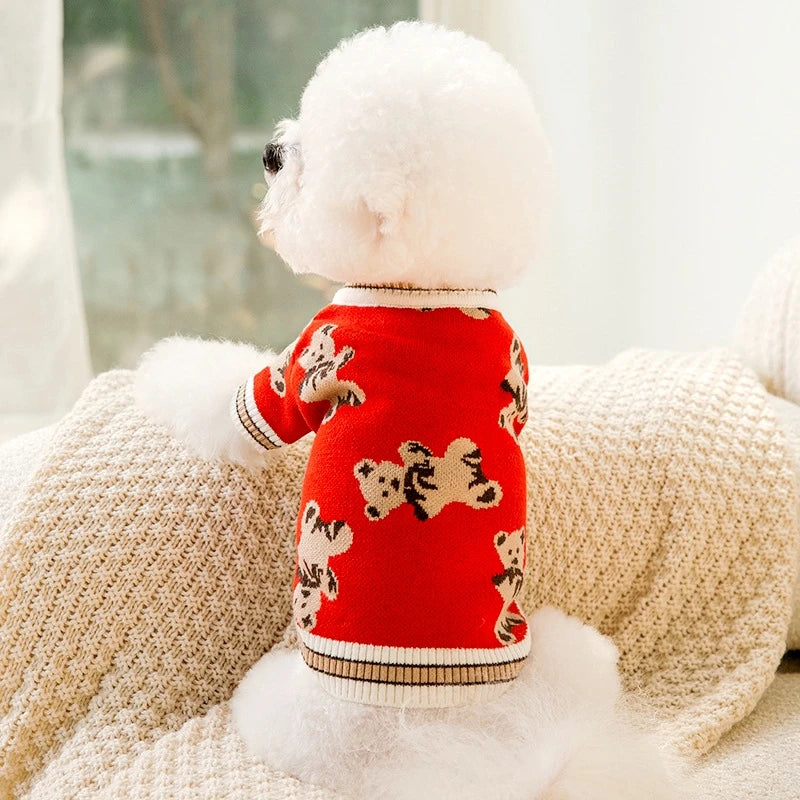 Luxury Knitted Winter Dog Sweater for Small Dogs – Warm Cardigan for Chihuahua & French Bulldog