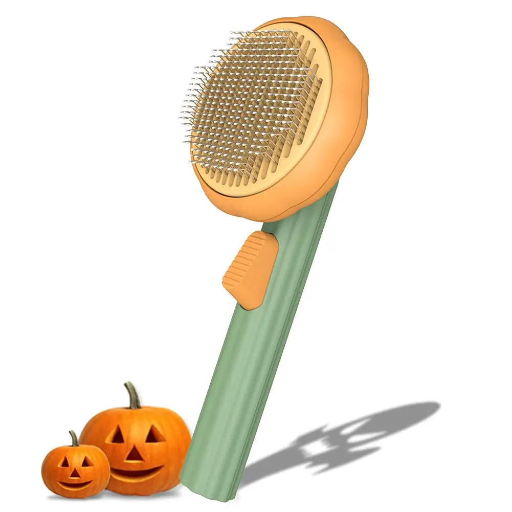 Pumpkin Pet Brush – Self-Cleaning Slicker Brush for Dogs & Cats, Removes Loose Undercoat & Tangles, Gentle Grooming Comb