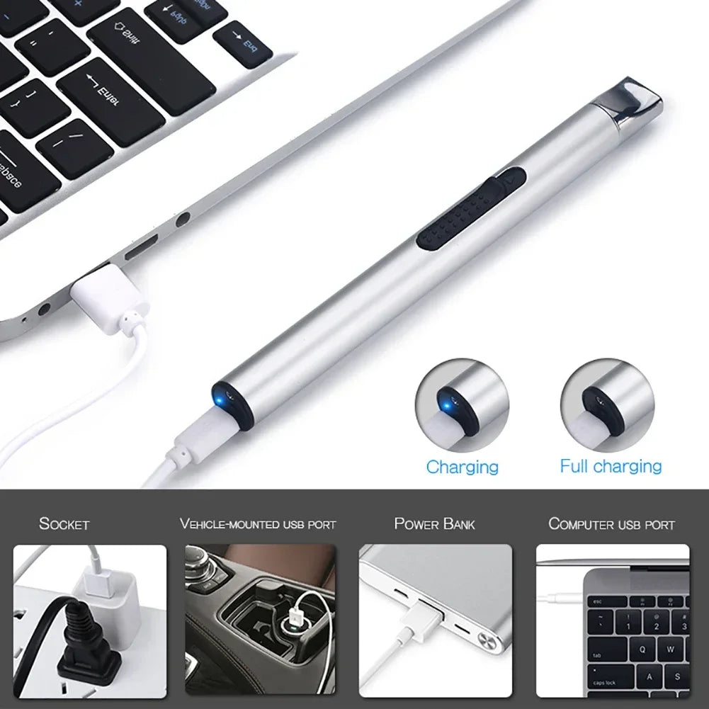 Mini USB Rechargeable Electric Pulse Flameless Arc Lighter – Windproof, Safe Candle & Gas Stove Ignition