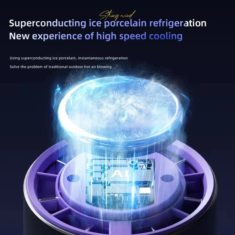 High-Speed Semiconductor Refrigeration Handheld Fan – 4000mAh USB Rechargeable Portable Outdoor Mini Fan