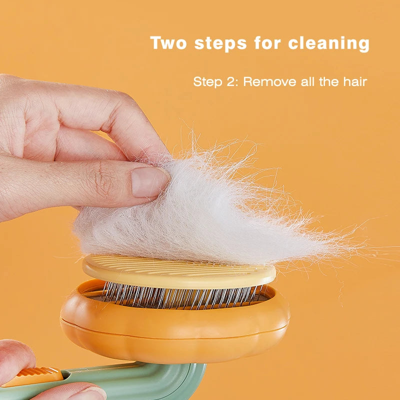 Pumpkin Pet Brush – Self-Cleaning Slicker Brush for Dogs & Cats, Removes Loose Undercoat & Tangles, Gentle Grooming Comb
