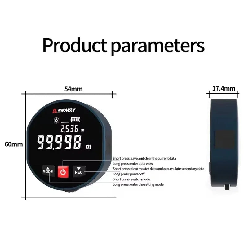 Roller Laser Rangefinder – Dual Mode Distance Meter, Laser & Roll Tape Measure for Home Improvement