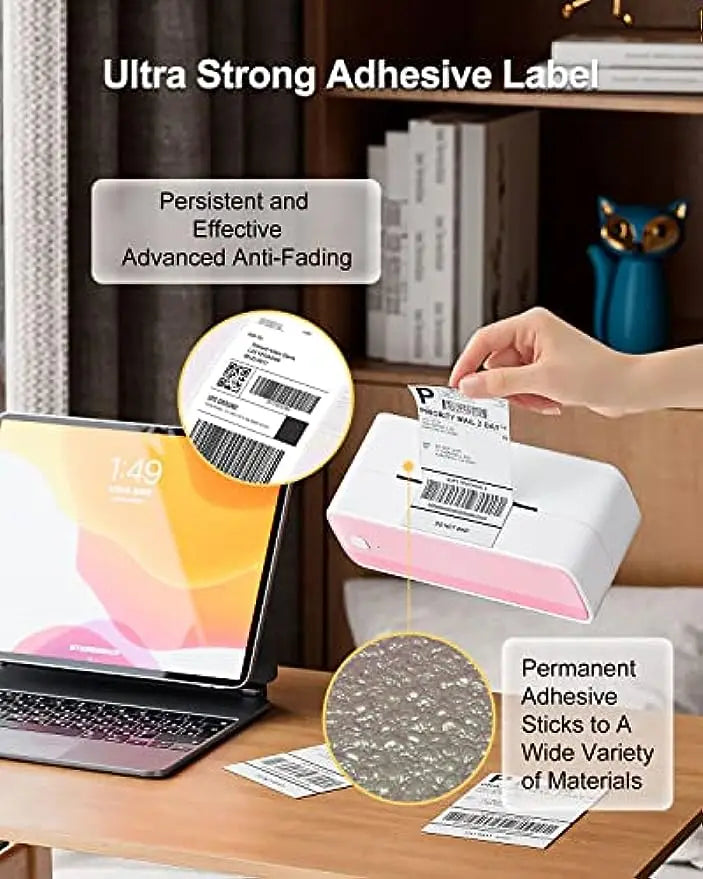 Phomemo 4x6 Thermal Shipping Label Paper – 500 Fanfold Labels, 100x150mm, Compatible with Zebra, Rollo, Phomemo, MUNBYN, Jiose & More
