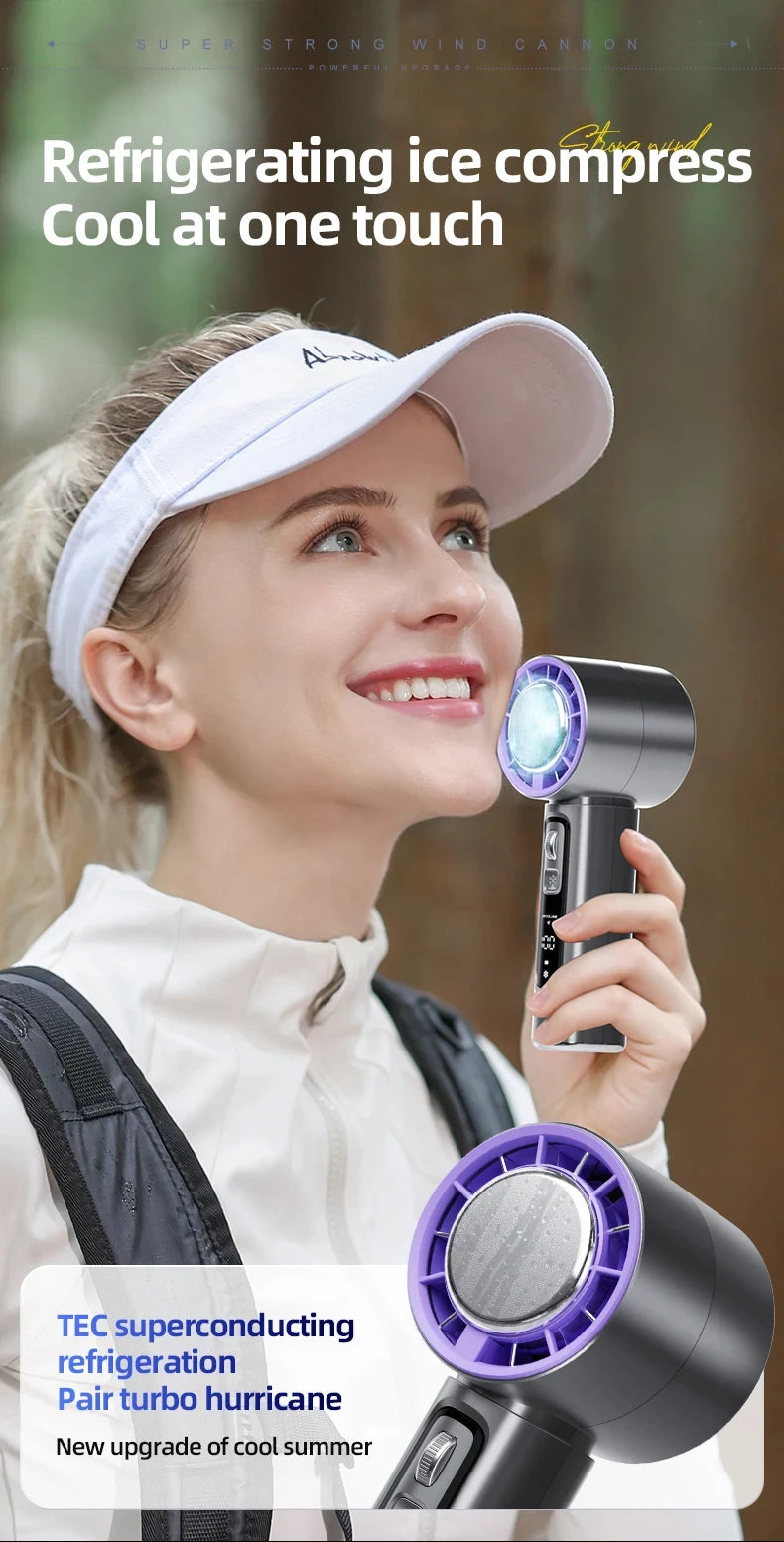 High-Speed Semiconductor Refrigeration Handheld Fan – 4000mAh USB Rechargeable Portable Outdoor Mini Fan