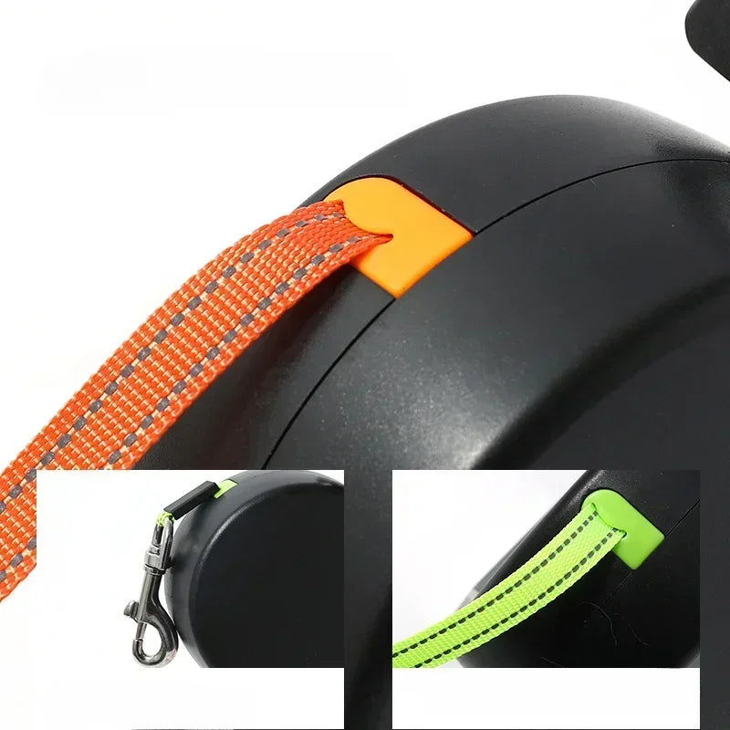 Retractable Double Dog Leash – 360° Swivel No-Tangle Leash with LED Flashlight & Poop Bag Holder