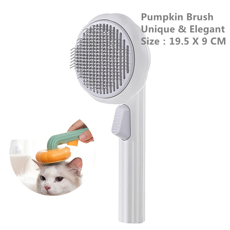 Pumpkin Pet Brush – Self-Cleaning Slicker Brush for Dogs & Cats, Removes Loose Undercoat & Tangles, Gentle Grooming Comb