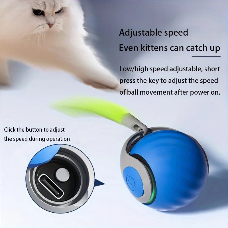 Smart Cat Toy Ball – USB Rechargeable Electric Rolling Ball with Auto Motion & Sound for Indoor Kittens
