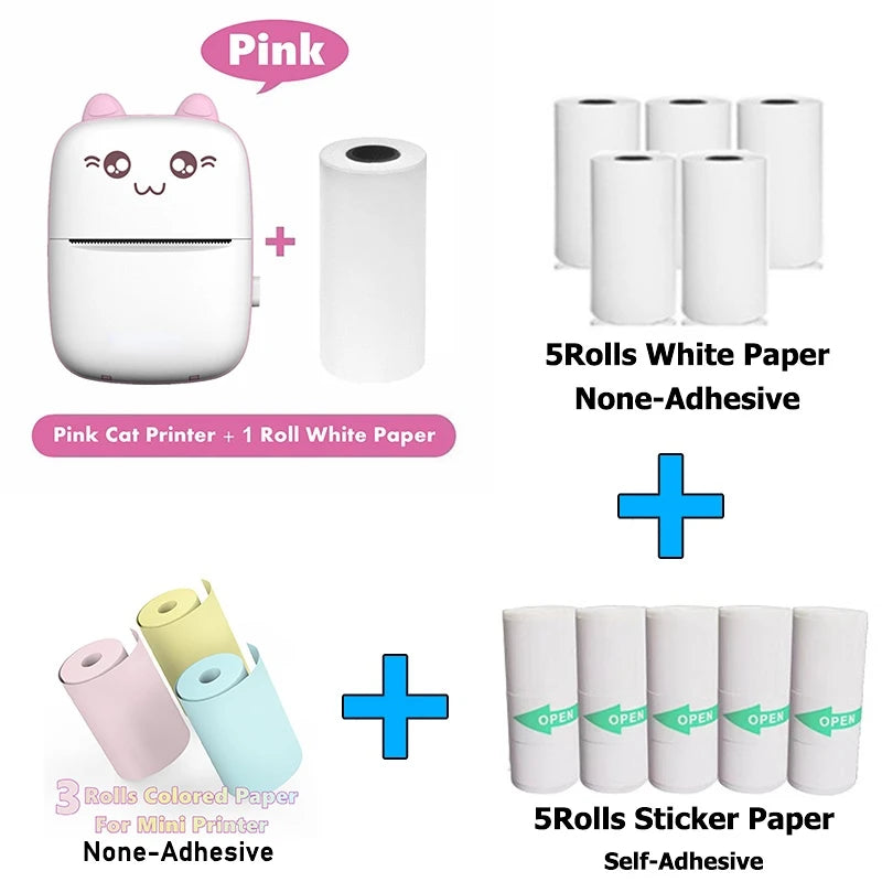 Mini Photo Pocket Printer – Portable Ink-Free Thermal 57mm Sticker Printer, Wireless Bluetooth 200dpi for Android & iOS