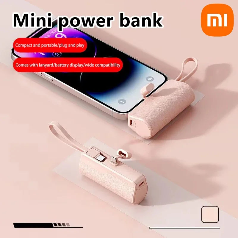 Xiaomi 50000mAh Mini Capsule Power Bank – Fast Charging with Built-in Lanyard, Type-C & Lightning Output