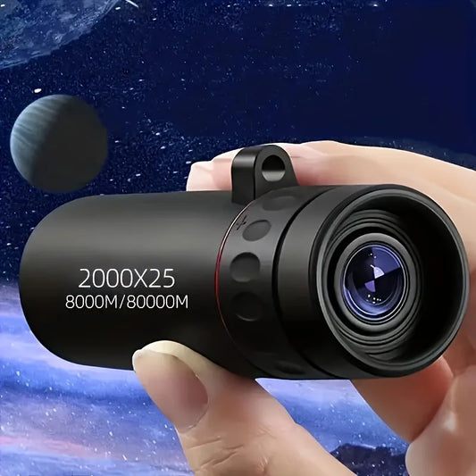 2025 2000X25 HD monocular telescope with 8-10x magnification, waterproof design, compact and portable for travel and outdoor use.