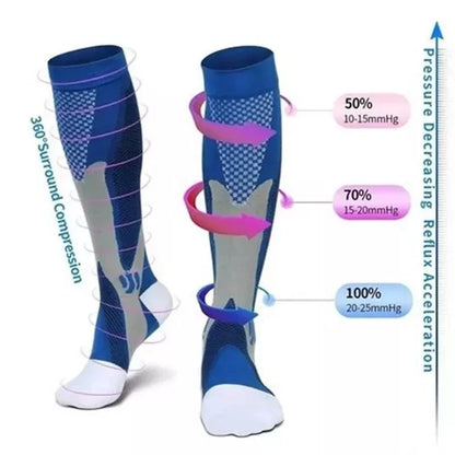 Unisex Compression Socks 20-30mmHg - Knee-High Anti-Fatigue & Pain Relief Socks for Running, Football & Sports