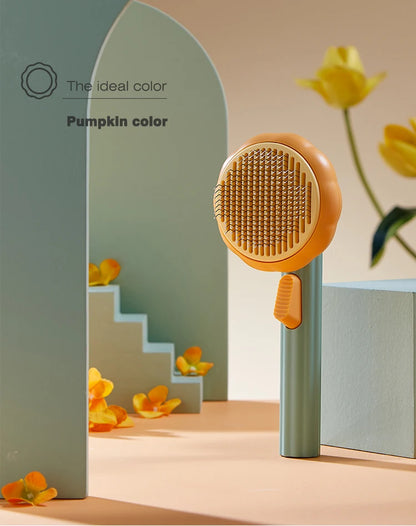 Pumpkin Pet Brush – Self-Cleaning Slicker Brush for Dogs & Cats, Removes Loose Undercoat & Tangles, Gentle Grooming Comb