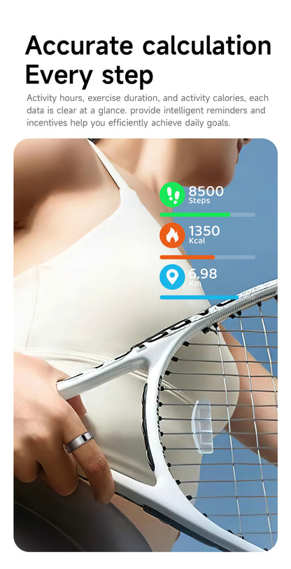 Ultra Narrow 6.5mm Smart Ring Heart Rate Blood Oxygen Sleep Sport Remote Control Phone Camera Tiktok Page Turning Waterproof APP