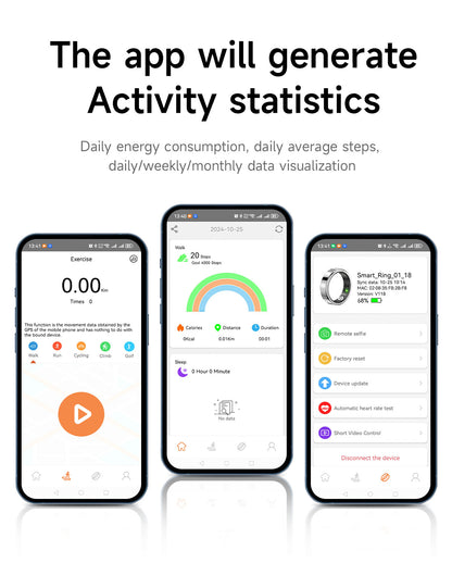 Ultra Narrow 6.5mm Smart Ring Heart Rate Blood Oxygen Sleep Sport Remote Control Phone Camera Tiktok Page Turning Waterproof APP