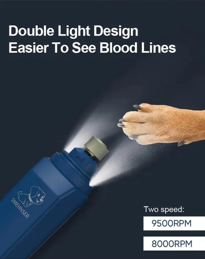 Quiet Electric Dog & Cat Nail Grinder with LED Light – Rechargeable Pet Nail Trimmer for Painless Grooming**