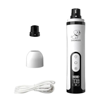 Electric Pet Nail Grinder with LED Light - USB Rechargeable Nail Clippers & Grooming Trimmer for Cats and Dogs