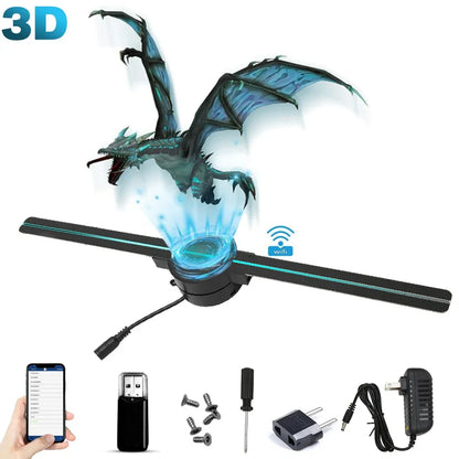 3D Hologram Fan 42CM WiFi LED Holographic Projector with Floating Image Display for Advertising and Events