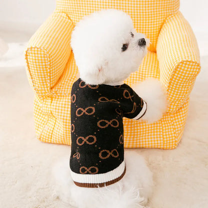 Luxury Knitted Winter Dog Sweater for Small Dogs – Warm Cardigan for Chihuahua & French Bulldog