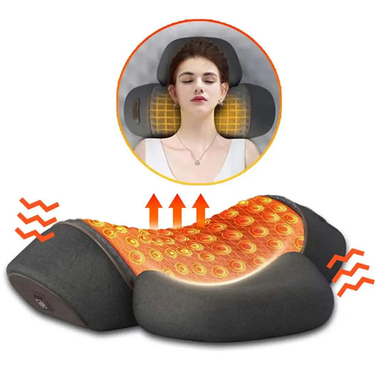Electric Neck Massager Pillow – Heated Memory Foam Vibration Pillow for Cervical Spine Support & Sleep Relief